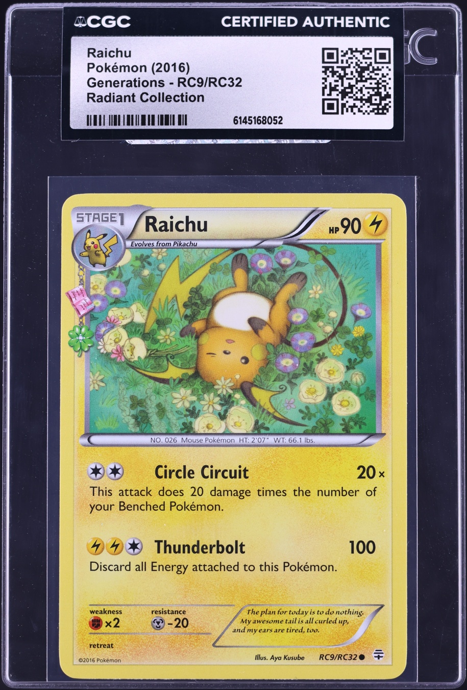 2016 Pokemon XY Generations Radiant Collection Raichu #RC9 CGC AUTH