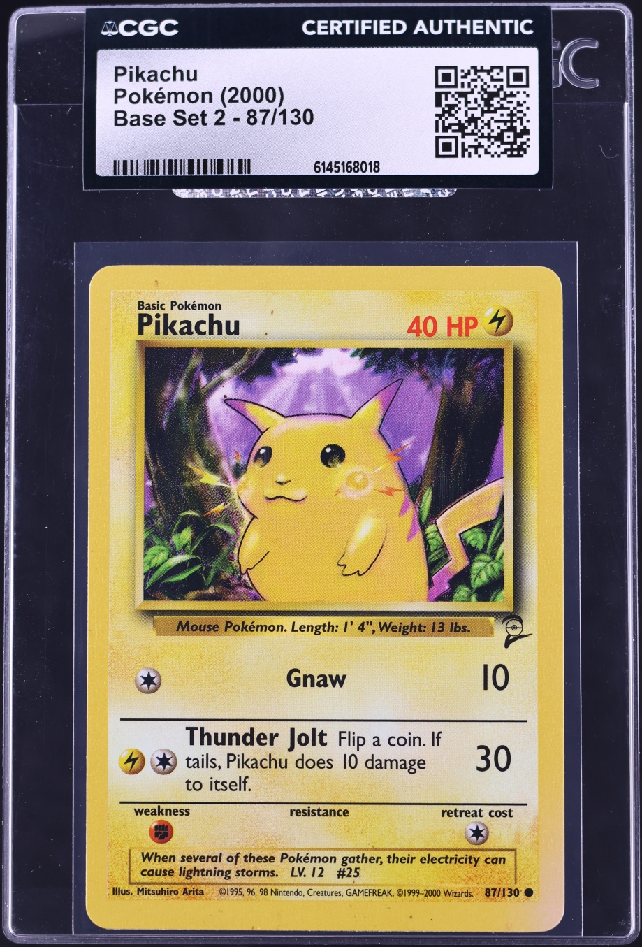 2000 Pokemon Base Set 2 Pikachu #87 CGC AUTH