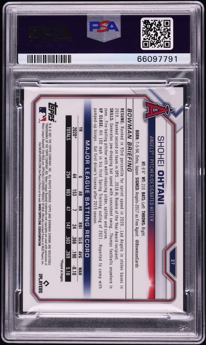 2021 Bowman Chrome Red Refractor Shohei Ohtani 5/5 #27 PSA 9 MINT