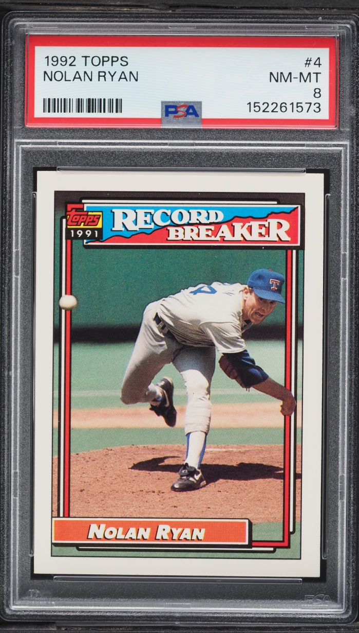 1992 Topps Nolan Ryan RECORD BREAKER #4 PSA 8 NM-MT