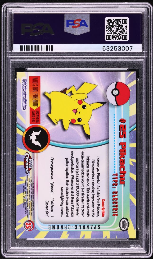 2000 Topps Chrome Pokemon Series 1 Sparkle Pikachu #25 PSA 10 GEM