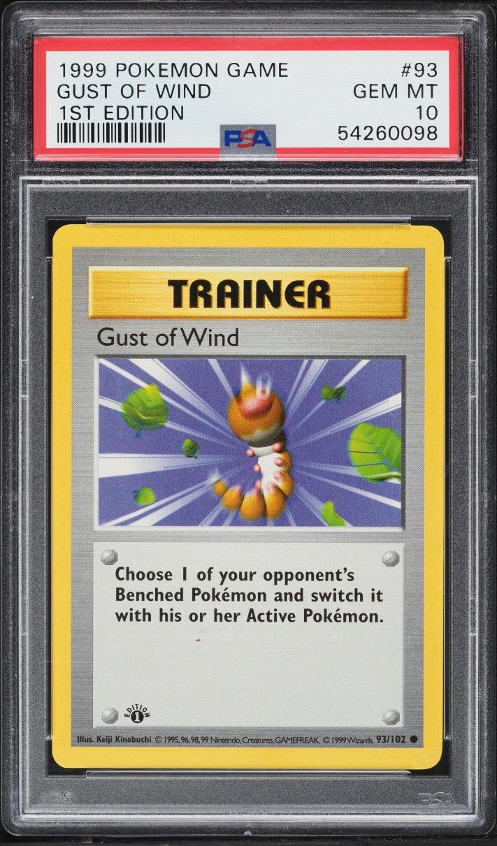 1999 Pokemon Base Set Shadowless 1st Edition Gust Of Wind #93 PSA 10 GEM MINT