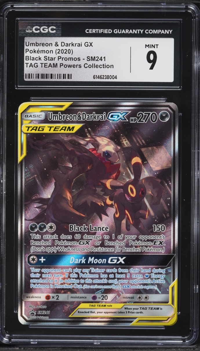 2020 Pokemon Sun & Moon Promo Tag Team Powers Alt Art Umbreon & Darkrai GX #SM241 CGC 9 MINT