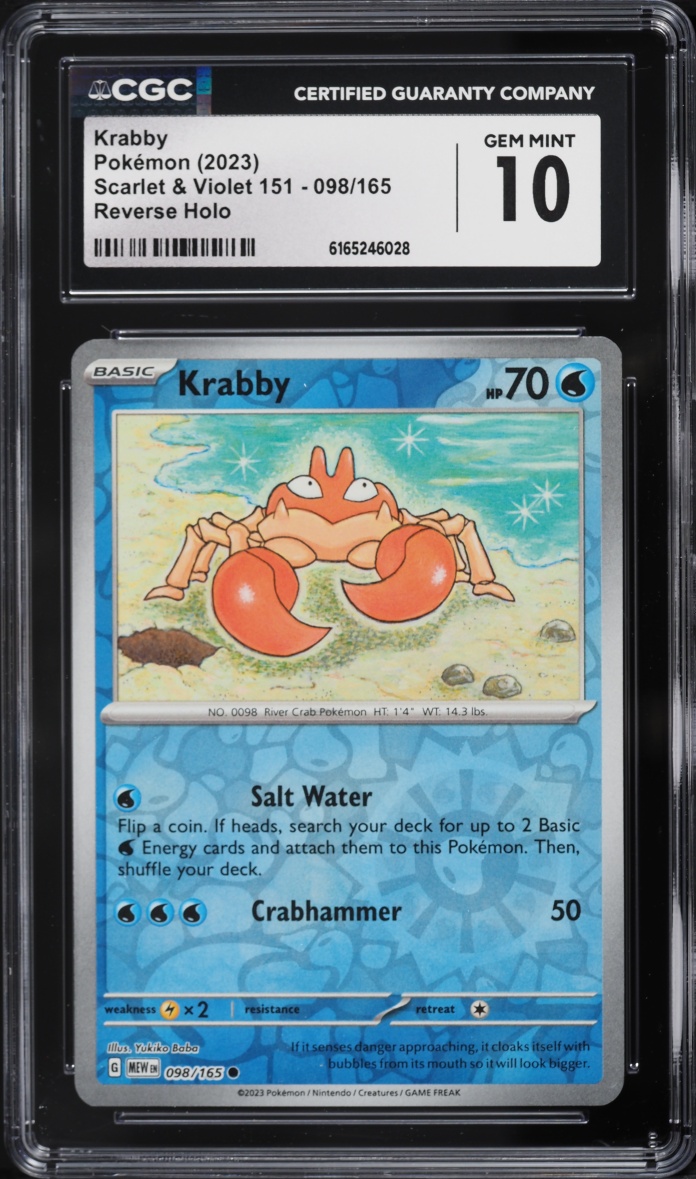 2023 Pokemon Scarlet & Violet 151 Reverse Holo Krabby #98 CGC 10 GEM MINT