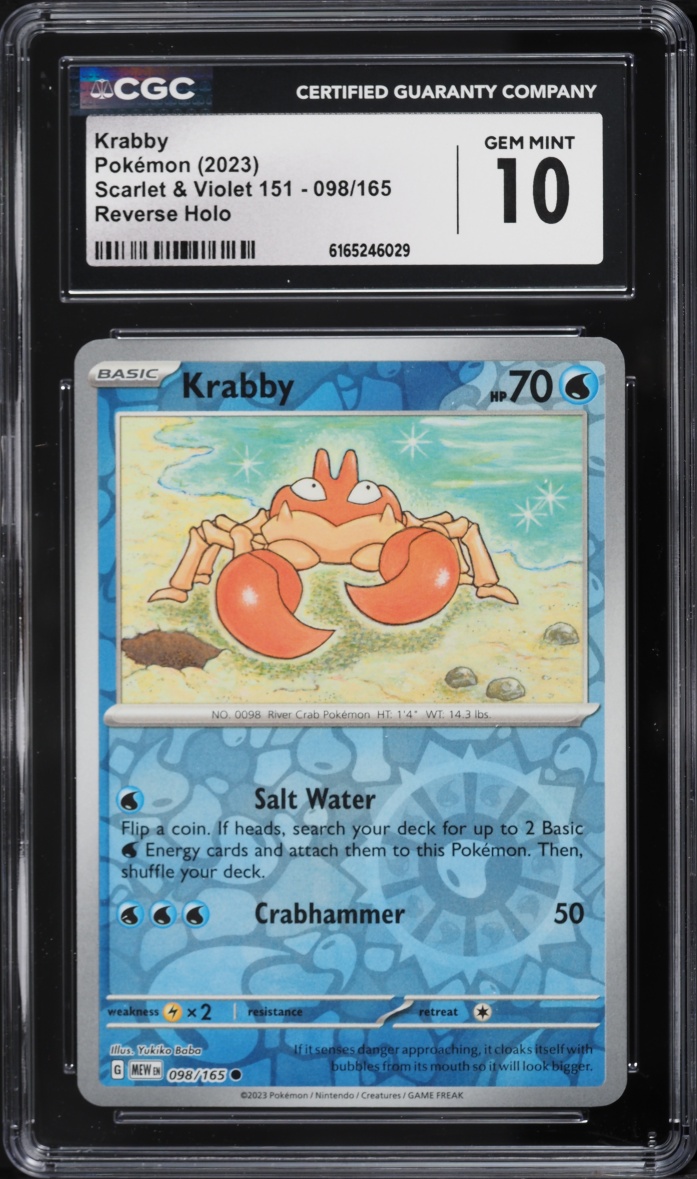 2023 Pokemon Scarlet & Violet 151 Reverse Holo Krabby #98 CGC 10 GEM MINT