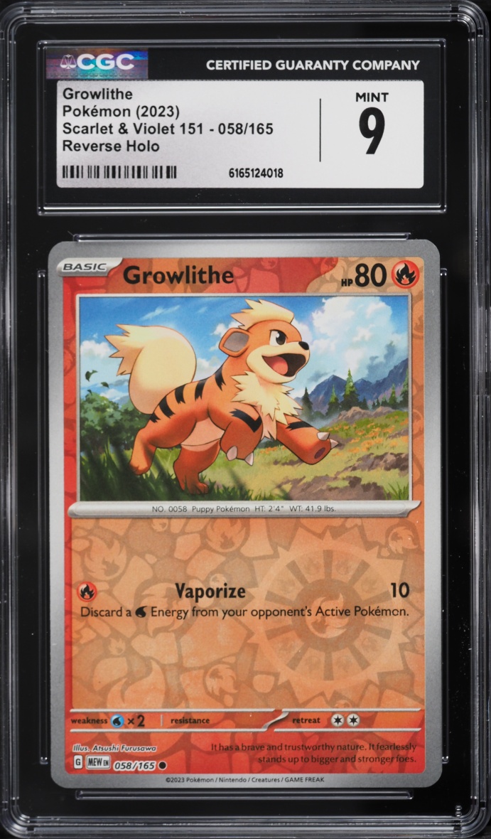 2023 Pokemon Scarlet & Violet 151 Reverse Holo Growlithe #58 CGC 9 MINT