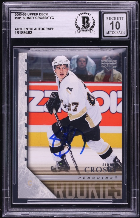2005 Upper Deck Young Guns Sidney Crosby ROOKIE AUTO #201 BAS BGS AUTH