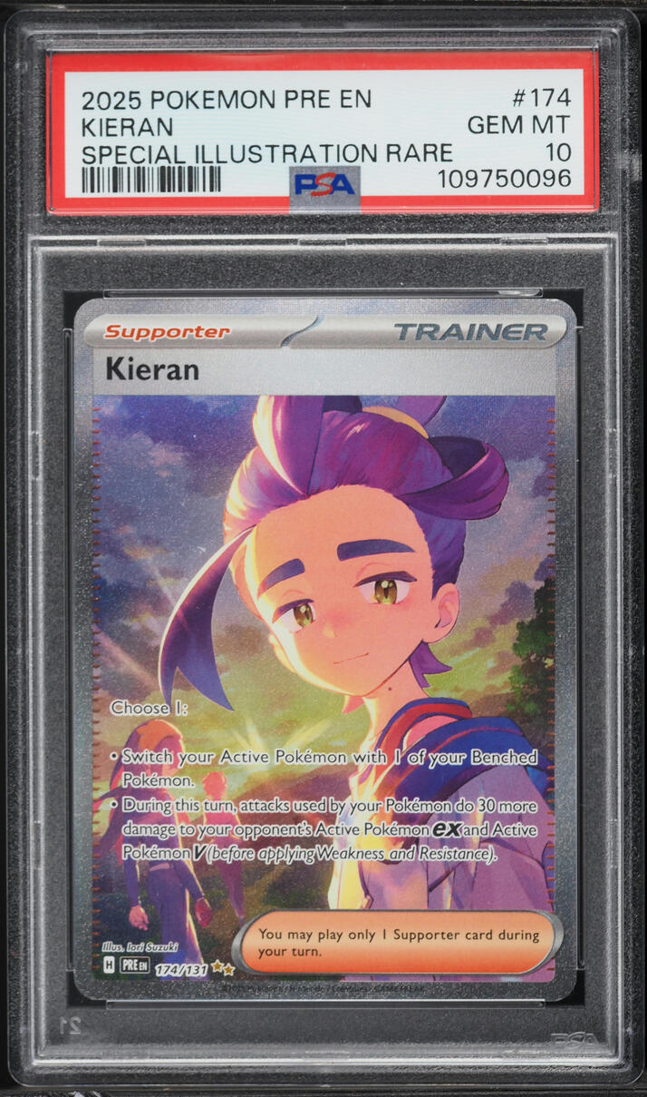 2025 Pokemon Scarlet & Violet Prismatic Evolutions SIR Kieran #174 PSA 10 GEM MINT