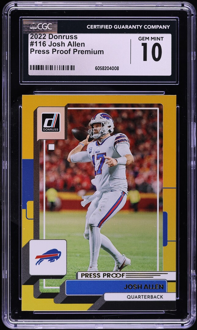 2022 Donruss Press Proof Premium Josh Allen #116 CGC 10 GEM MINT