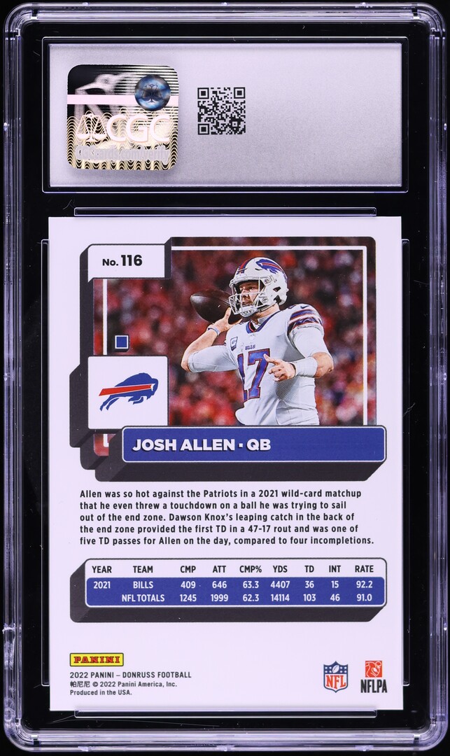 2022 Donruss Press Proof Premium Josh Allen #116 CGC 10 GEM MINT