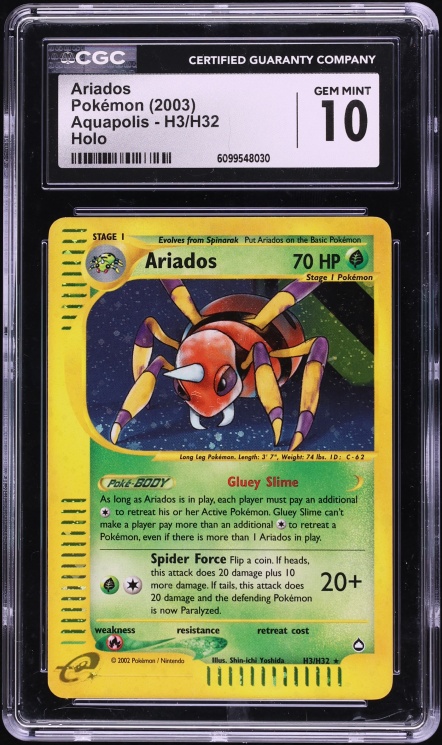 2003 Pokemon Aquapolis Holo Ariados #H3 CGC 10 GEM MINT
