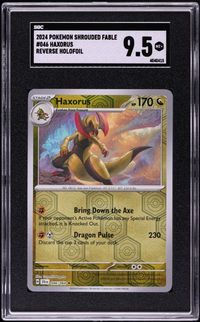 2024 Pokemon Scarlet & Violet Shrouded Fable Reverse Holofoil Haxorus #046 SGC 9.5 MINT+