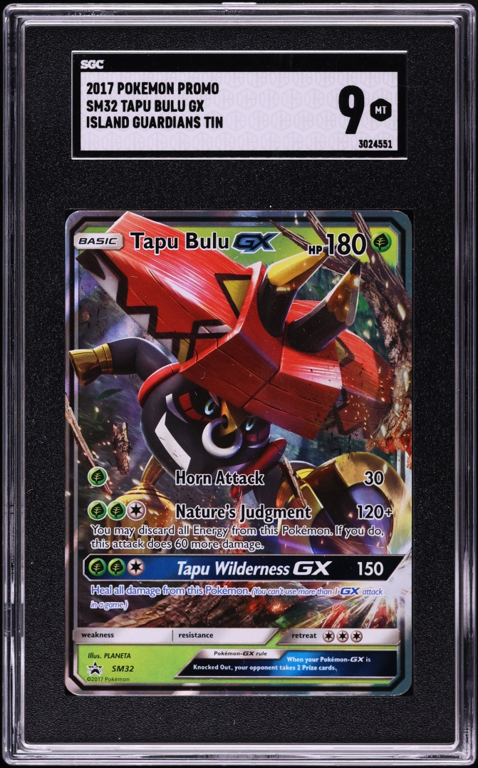 2017 Pokemon Sun & Moon Promo Island Guardians Tin Tapu Bulu GX #SM32 SGC 9 MINT