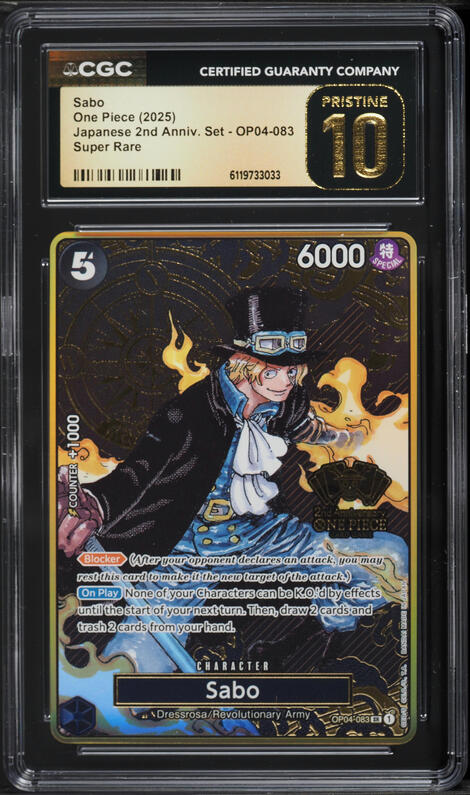 2025 One Piece 2nd Anniversary Set SR Sabo #OP04-083 CGC 10