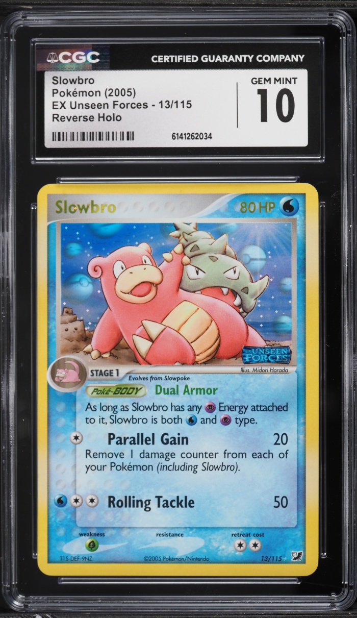 2005 Pokemon EX Unseen Forces Reverse Holo Slowbro #13 CGC 10 GEM MINT