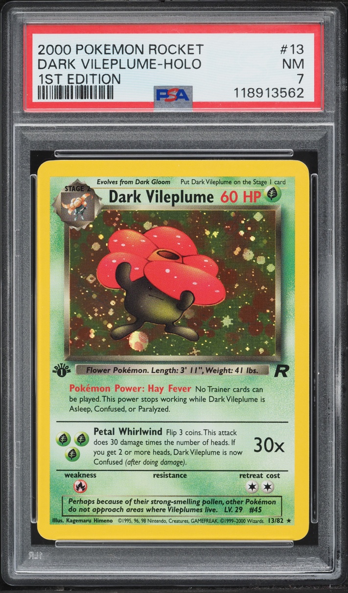 2000 Pokemon Team Rocket 1st Edition Holo Dark Vileplume #13 PSA 7 NRMT