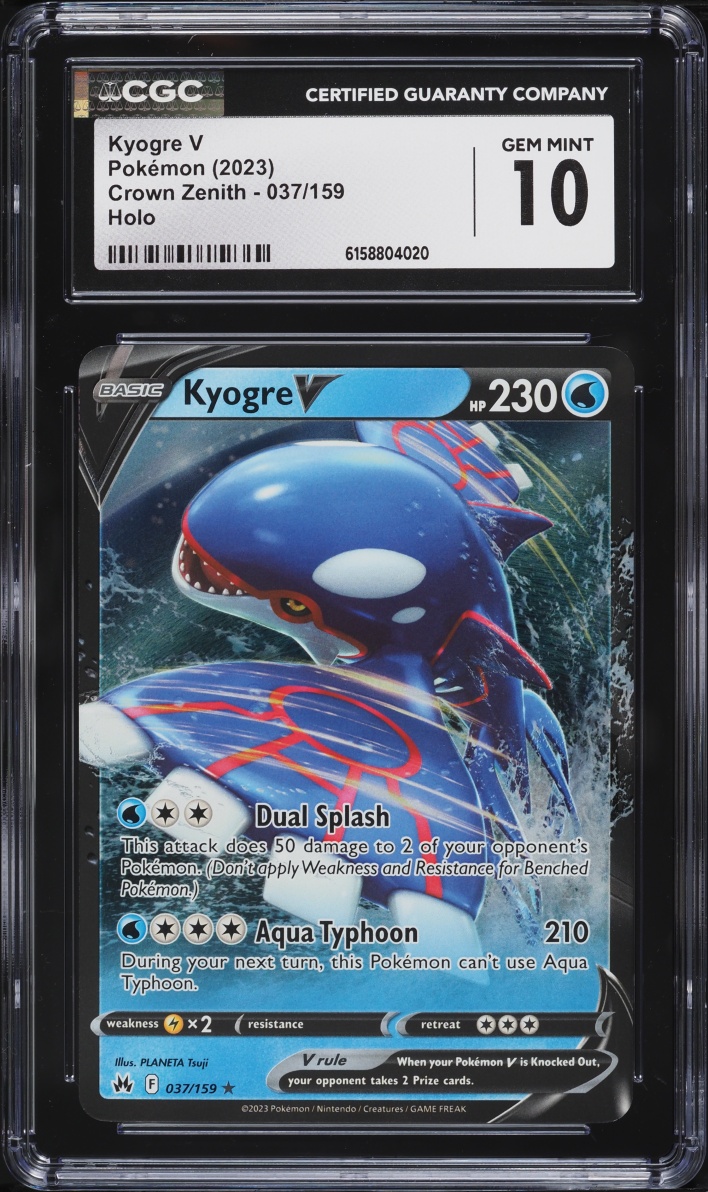 2023 Pokemon Sword & Shield Crown Zenith Holo Kyogre V #37 CGC 10 GEM MINT