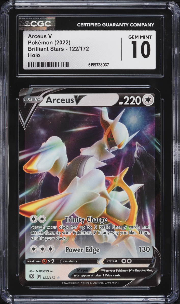 2022 Pokemon Sword & Shield Brilliant Stars Holo Arceus V #122 CGC 10 GEM MINT