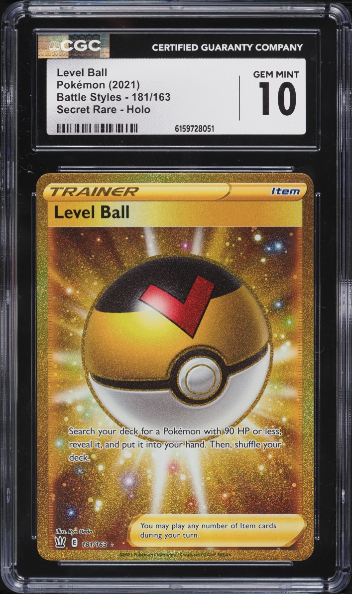 2021 Pokemon Sword & Shield Battle Styles Gold Rare Level Ball #181 CGC 10 GEM MINT
