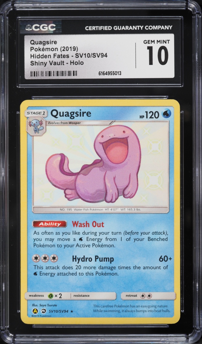 2019 Pokemon Sun & Moon Hidden Fates Shiny Quagsire #SV10 CGC 10 GEM MINT
