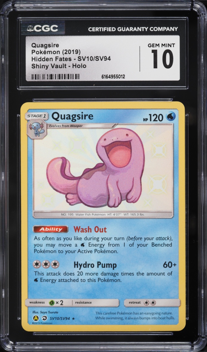 2019 Pokemon Sun & Moon Hidden Fates Shiny Quagsire #SV10 CGC 10 GEM MINT