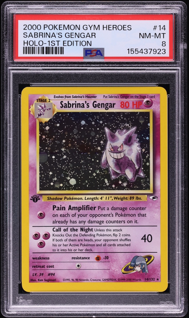 2000 Pokemon Gym Heroes 1st Edition Holo Sabrina's Gengar #14 PSA 8 NM-MT