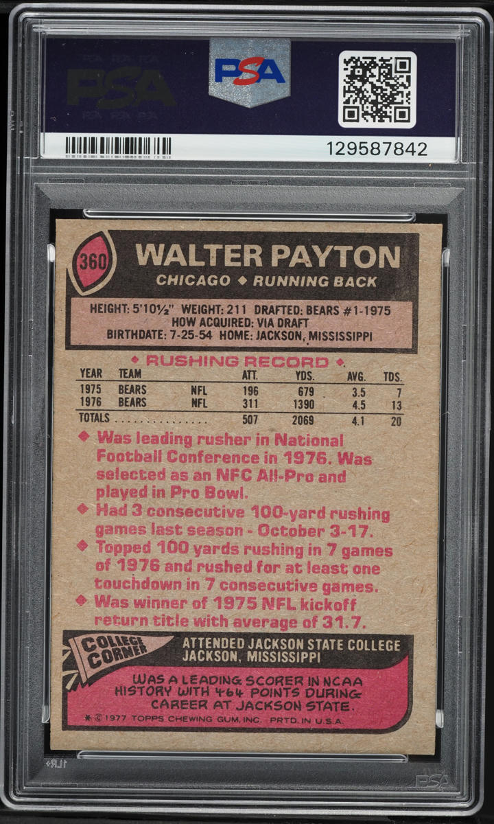 1977 Topps All-Pro Walter Payton #360 PSA 6 EXMT