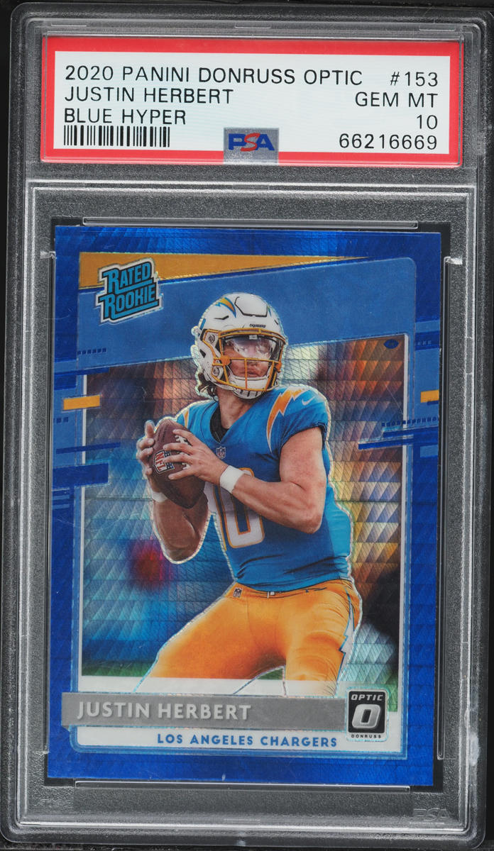 2020 Donruss Optic Blue Hyper Justin Herbert ROOKIE #153 PSA 10 GEM MINT