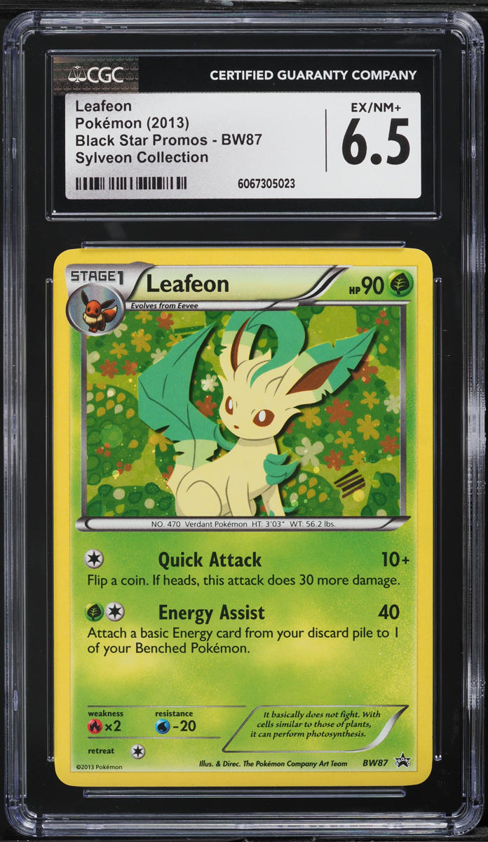 2013 Pokemon Black & White Black Star Promo Leafeon #BW87 CGC 6.5 EXMT+