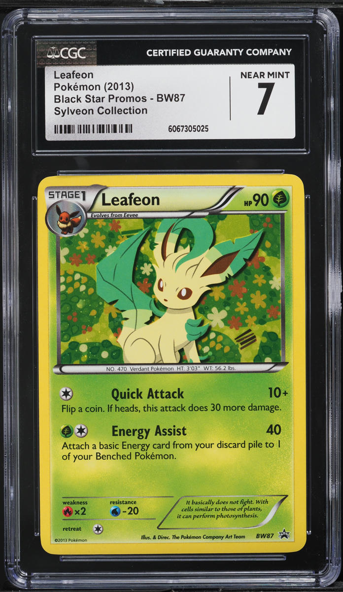 2013 Pokemon Black & White Black Star Promo Leafeon #BW87 CGC 7 NRMT
