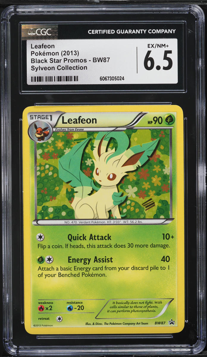 2013 Pokemon Black & White Black Star Promo Leafeon #BW87 CGC 6.5 EXMT+
