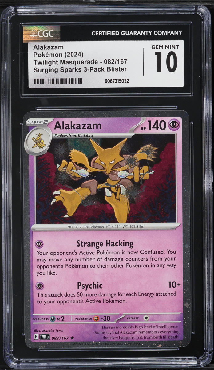 2024 Pokemon SV Black Star Promo Twilight Masquerade Surging Sparks Alakazam #82 CGC 10 GEM