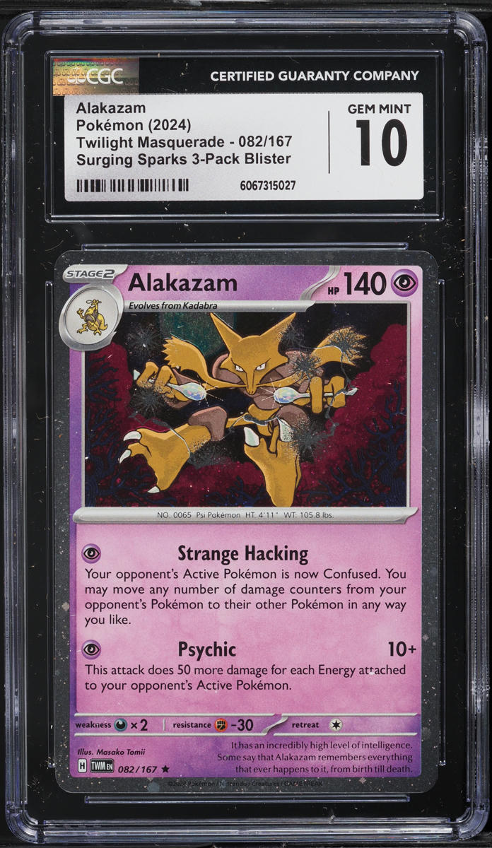 2024 Pokemon SV Promo Twilight Masquerade Surging Sparks Alakazam #82 CGC 10 GEM
