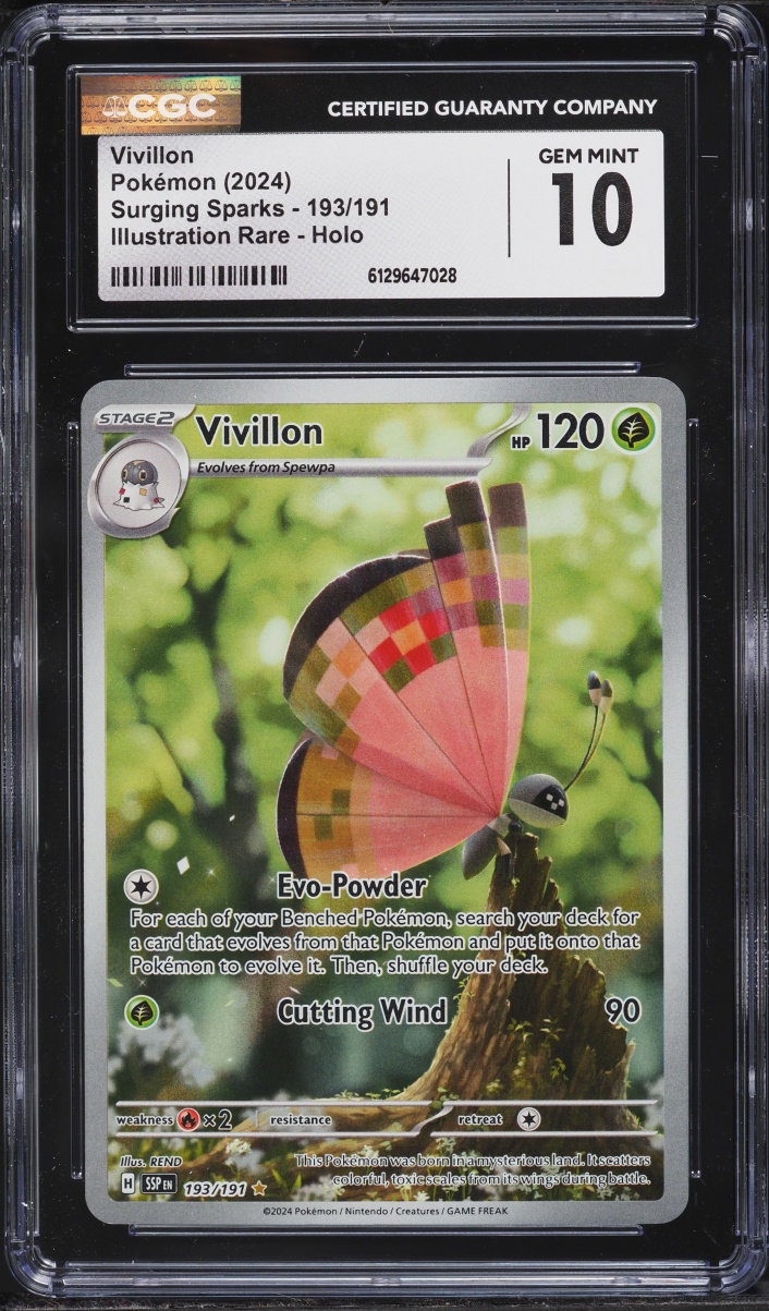 2024 Pokemon Scarlet & Violet Surging Sparks IR Vivillon #193 CGC 10 GEM MINT