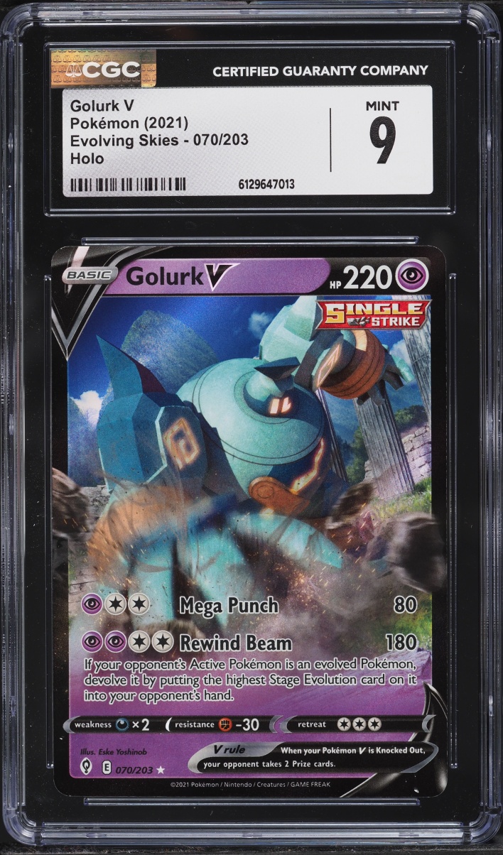 2021 Pokemon Sword & Shield Evolving Skies Holo Golurk V #70 CGC 9 MINT