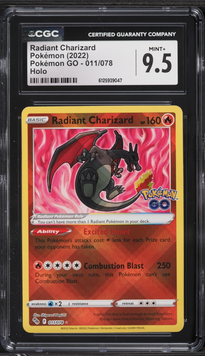 2022 Pokemon Sword & Shield GO Holo Radiant Charizard #11 CGC 9.5 MINT+