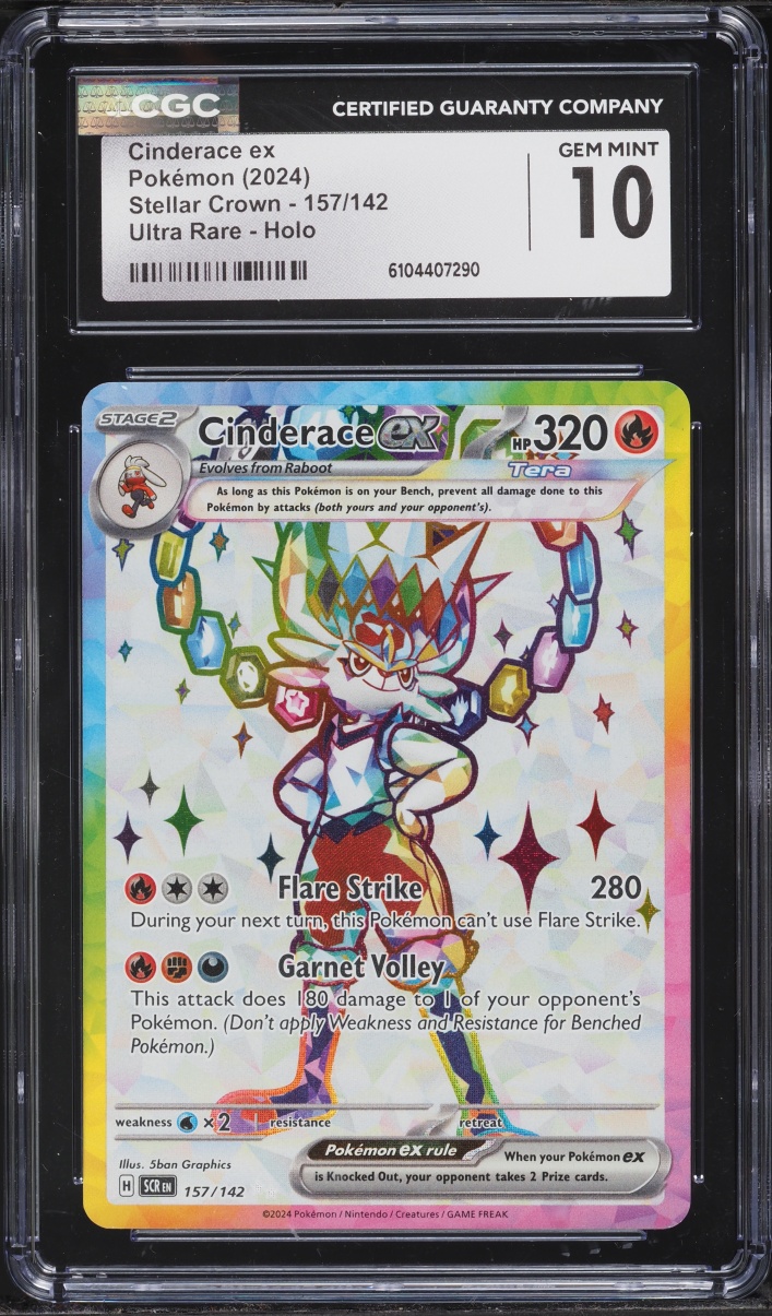 2024 Pokemon Scarlet & Violet Stellar Crown Full Art Cinderace ex #157 CGC 10 GEM MINT