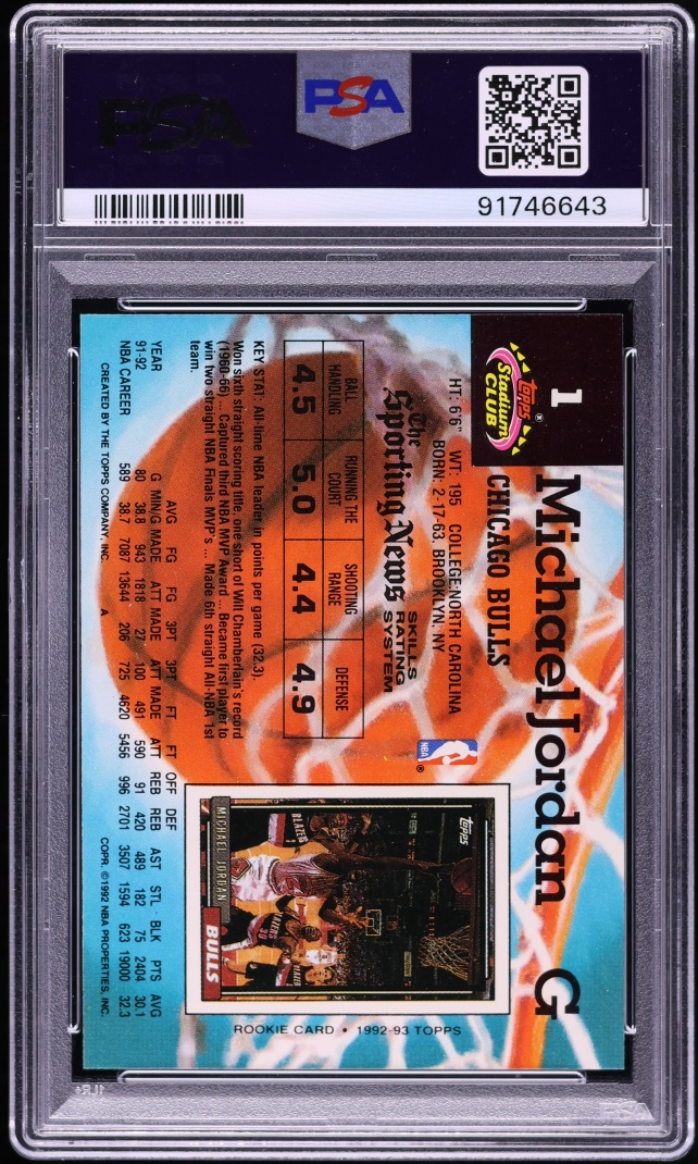 1992 Stadium Club Basketball Michael Jordan #1 PSA 10 GEM MINT