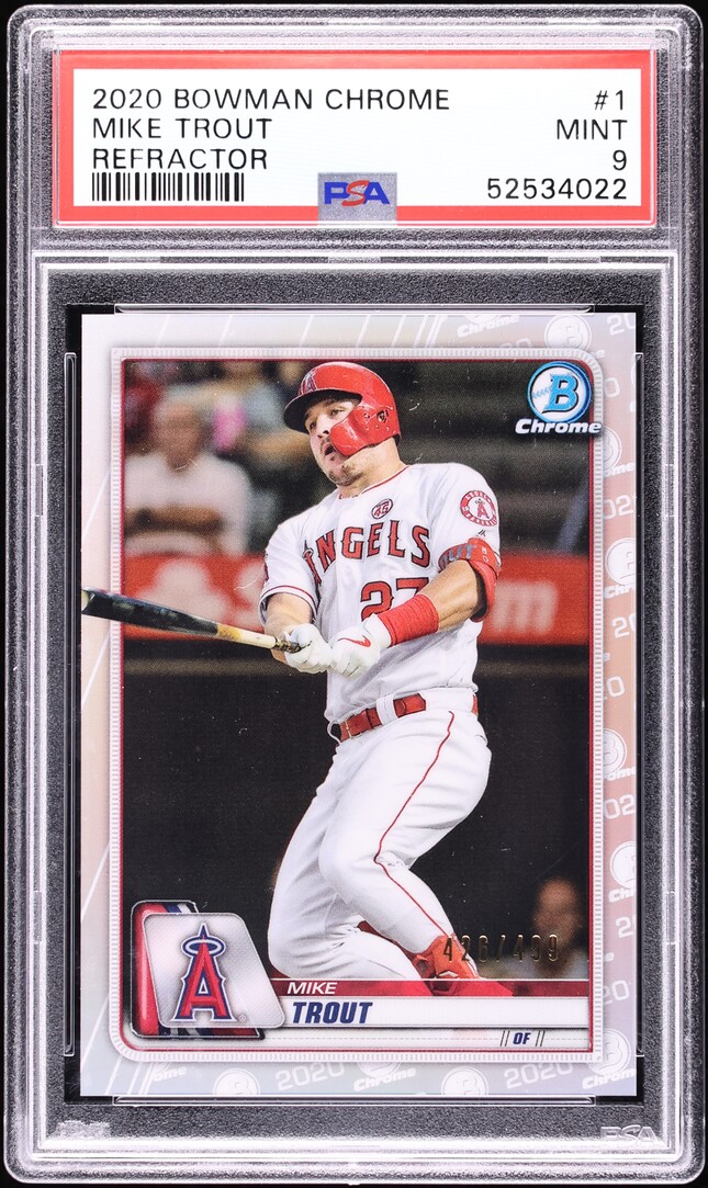 2020 Bowman Chrome Refractor Mike Trout /499 #1 PSA 9 MINT