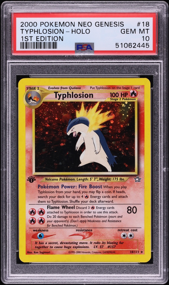 2000 Pokemon Neo Genesis 1st Edition Holo Typhlosion #18 PSA 10 GEM MINT