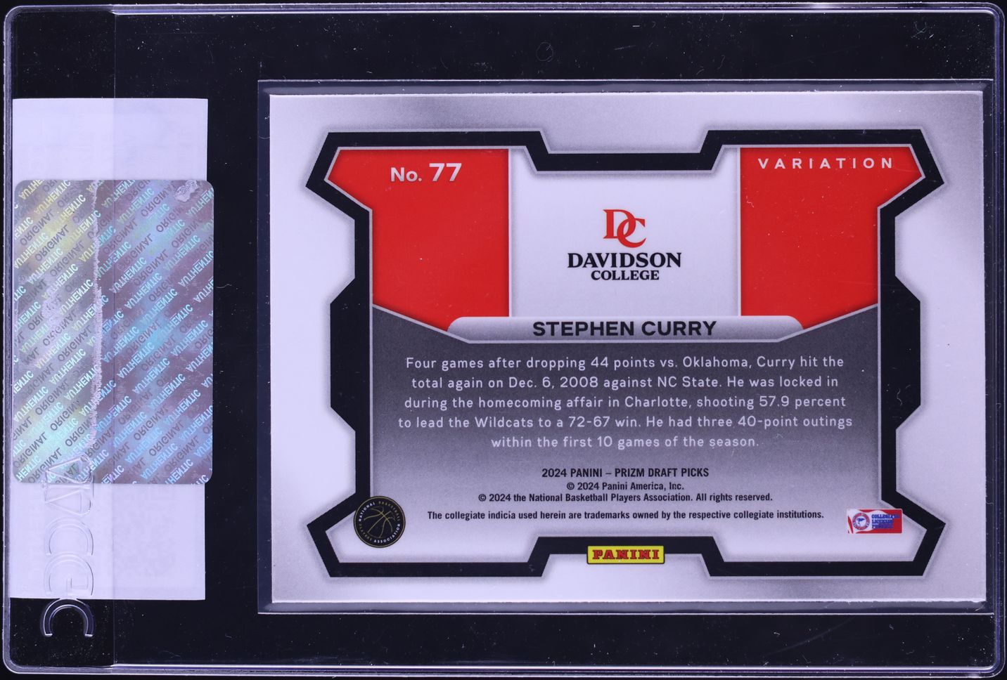 2024 Panini Prizm Draft Picks Variation Stephen Curry #77 CGC AUTH