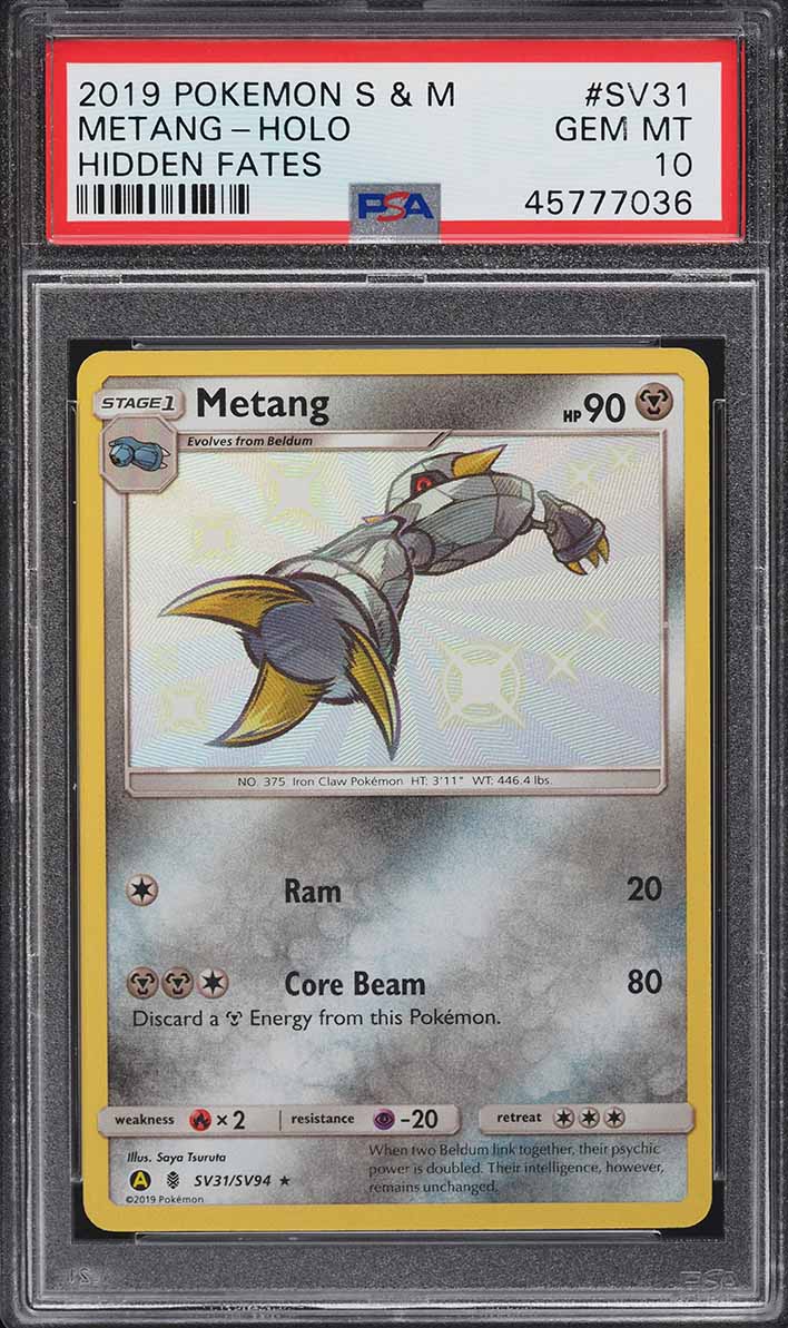 2019 Pokemon Sun & Moon Hidden Fates Shiny Metang #SV31 PSA 10 GEM MINT