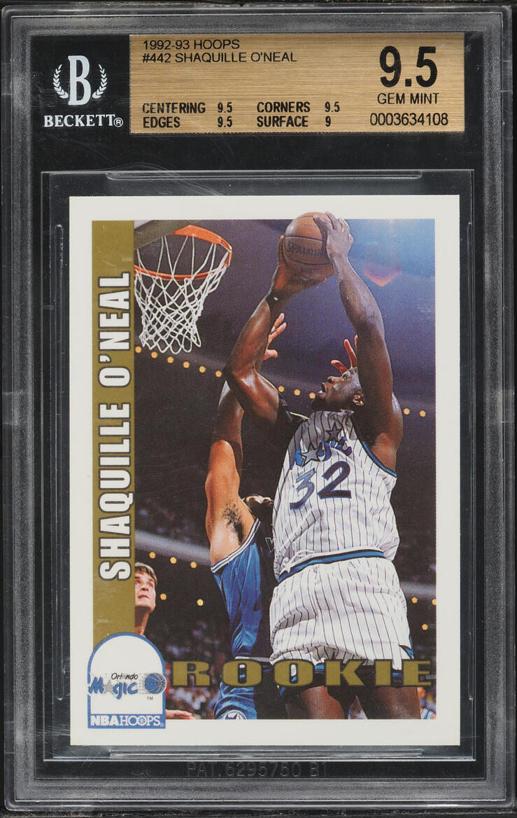 1992 Hoops Shaquille O'Neal ROOKIE #442 BGS 9.5 GEM MINT