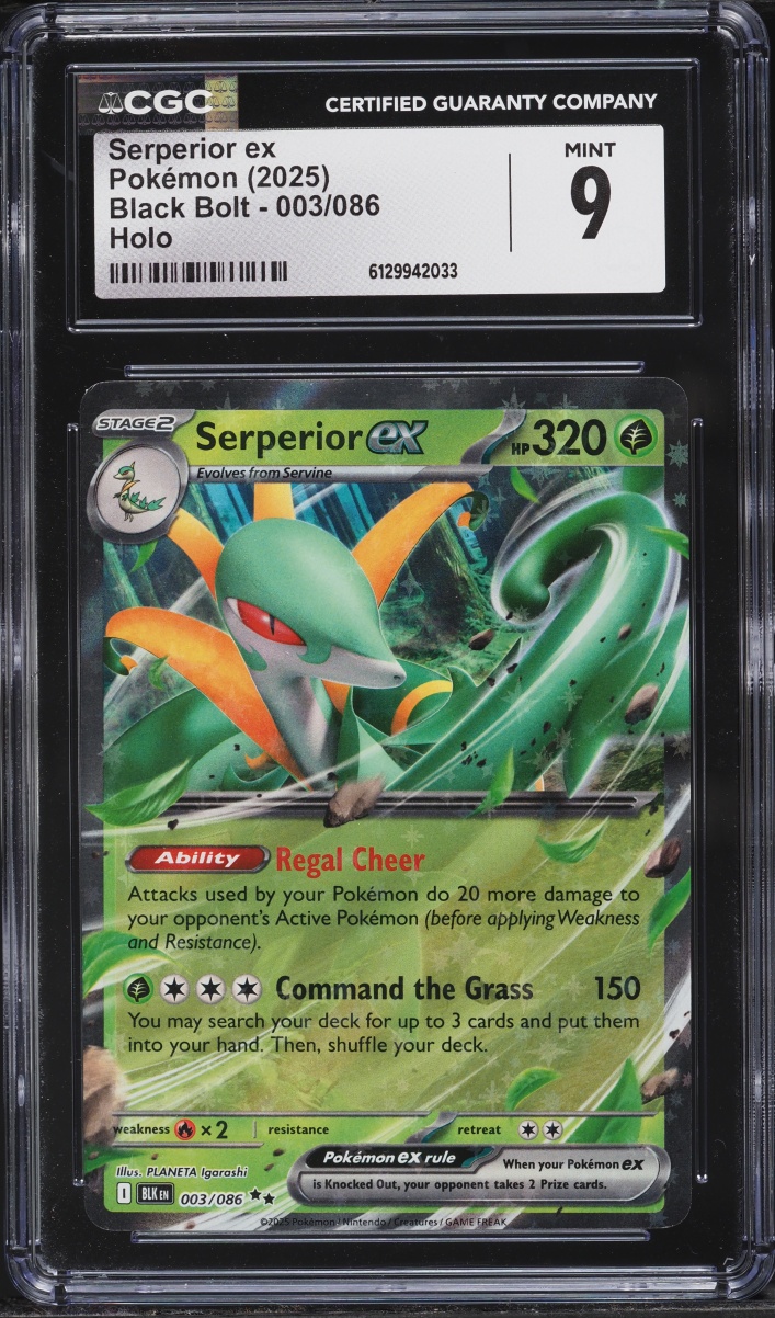2025 Pokemon Scarlet & Violet Black Bolt Holo Serperior ex #3 CGC 9 MINT