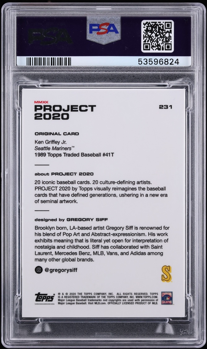 2020 Topps Project By Gregory Siff Ken Griffey Jr. #231 PSA 10 GEM MINT - Photo 2
