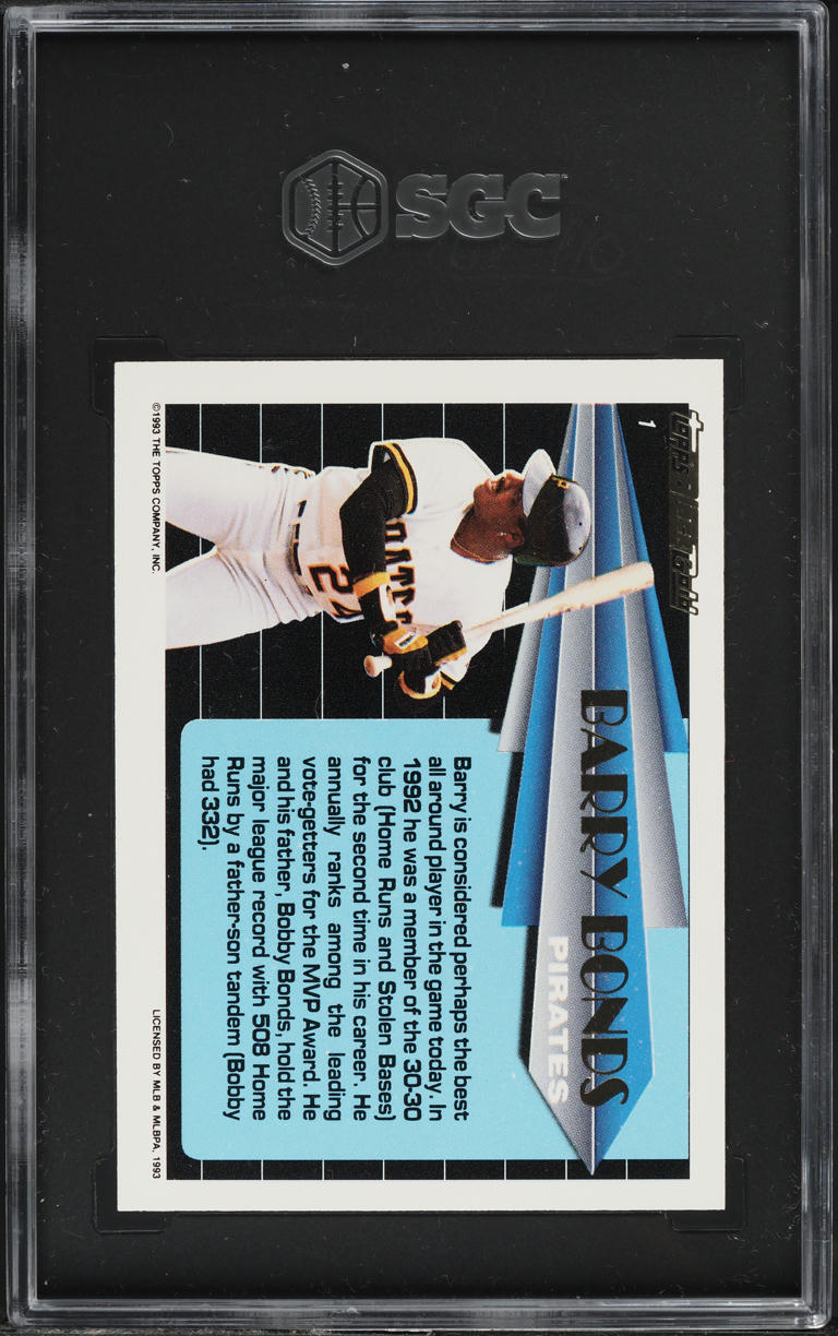1993 Topps Black Gold Barry Bonds #1 SGC 8.5 NM-MT+