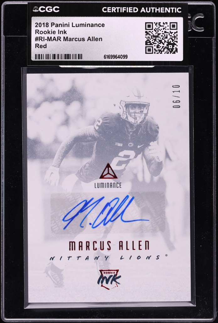 2018 Panini Luminance Rookie Ink Red Marcus Allen AUTO /10 #RI-MAR CGC AUTH