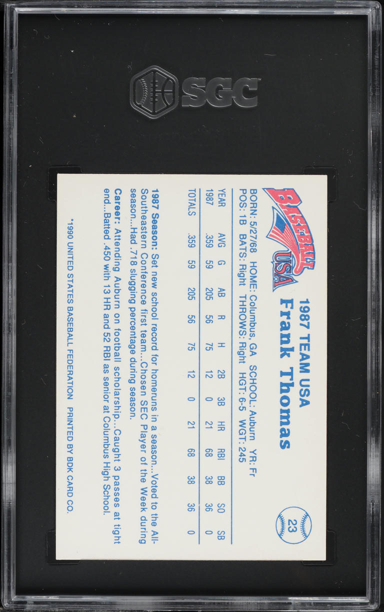1990 BDK Pan-Am Team USA Frank Thomas #23 SGC 8 NM-MT