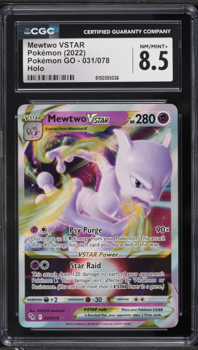 2022 Pokemon Sword & Shield Pokemon GO Holo Mewtwo VSTAR #31 CGC 8.5 NM-MT+