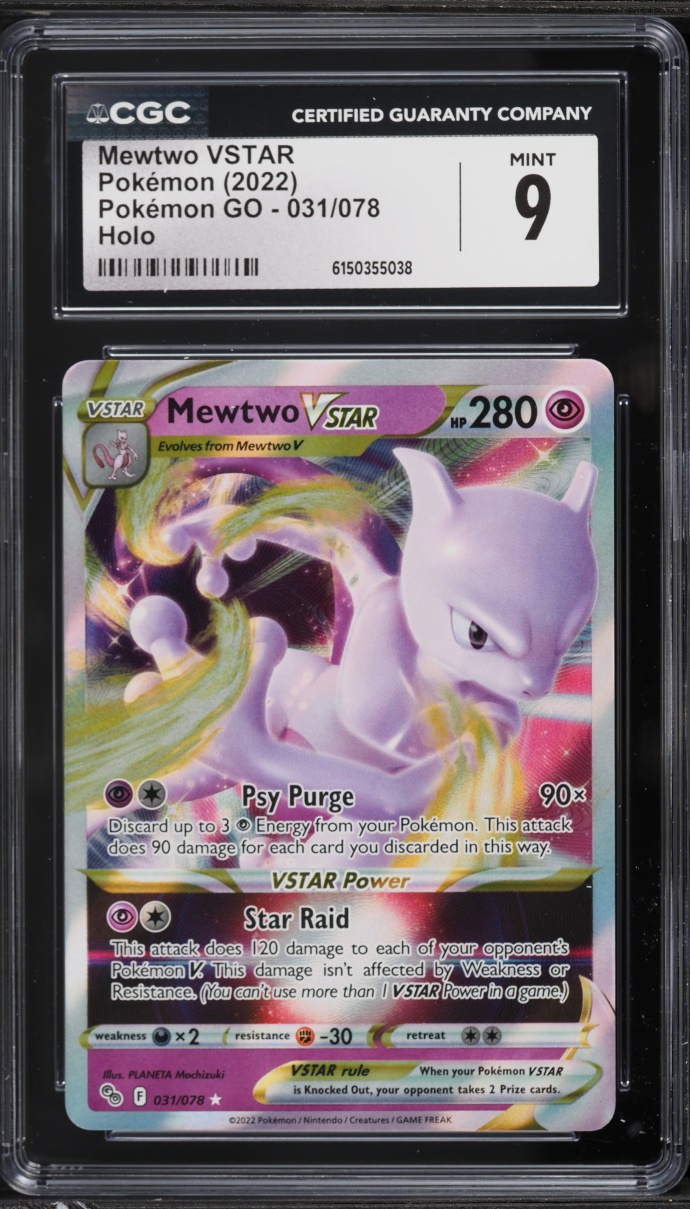 2022 Pokemon Sword & Shield Pokemon GO Holo Mewtwo VSTAR #31 CGC 9 MINT